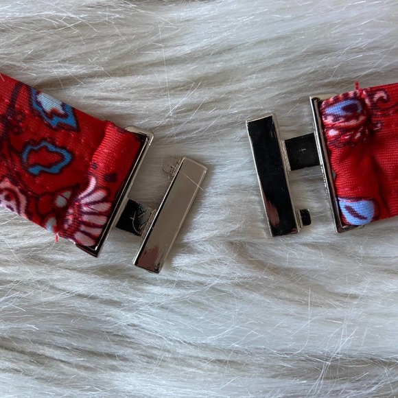 MinkPink Red Strapless Floral Bandeau Bikini Top Sz L - Picture 7 of 11